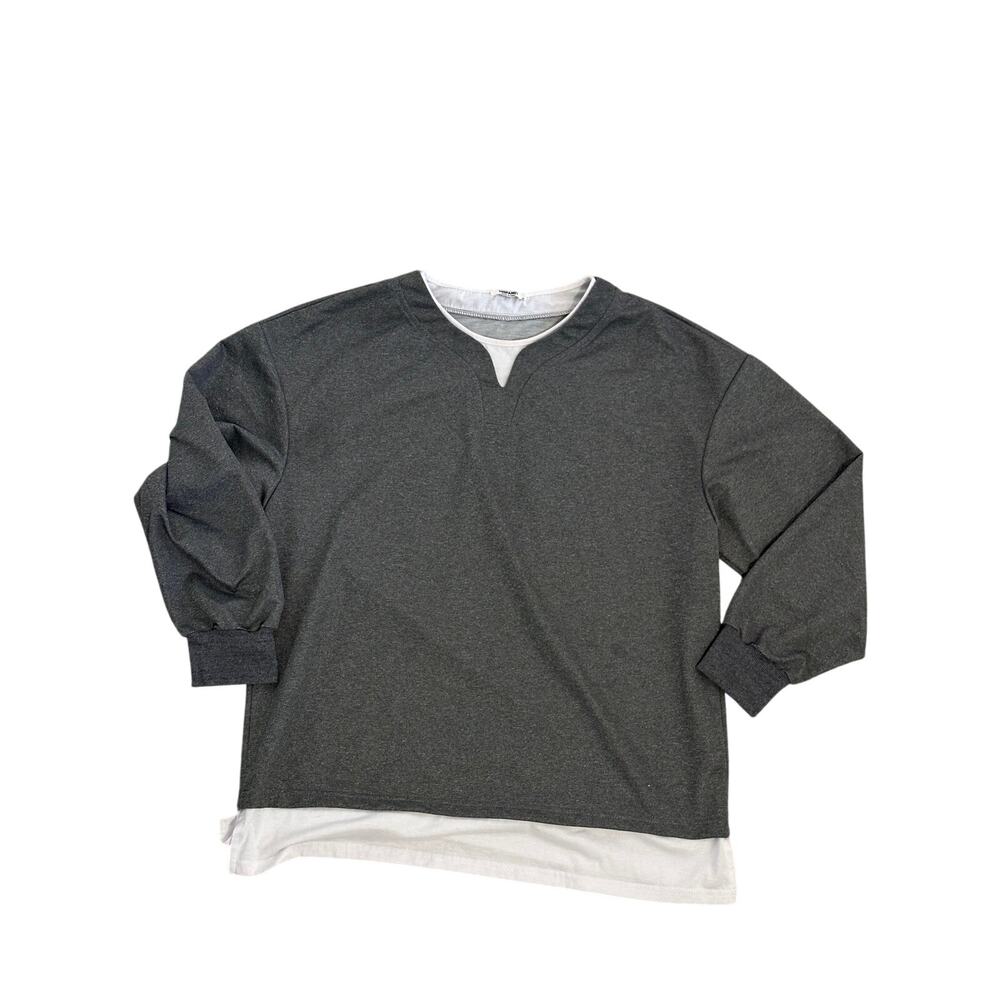 Coofandy pullover shirt long sleeve men's medium in grey and white